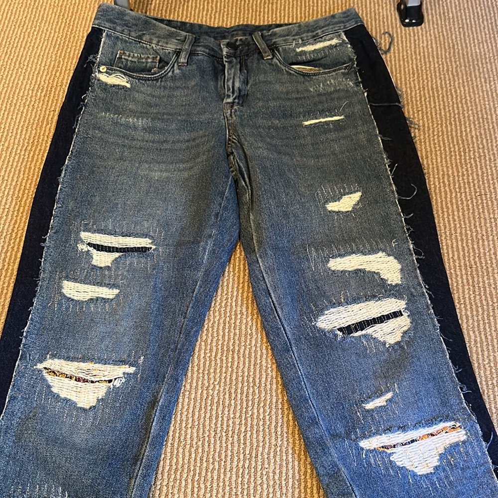 Blanknyc Crop Girlfriend Patchwork Distressed Cro… - image 4